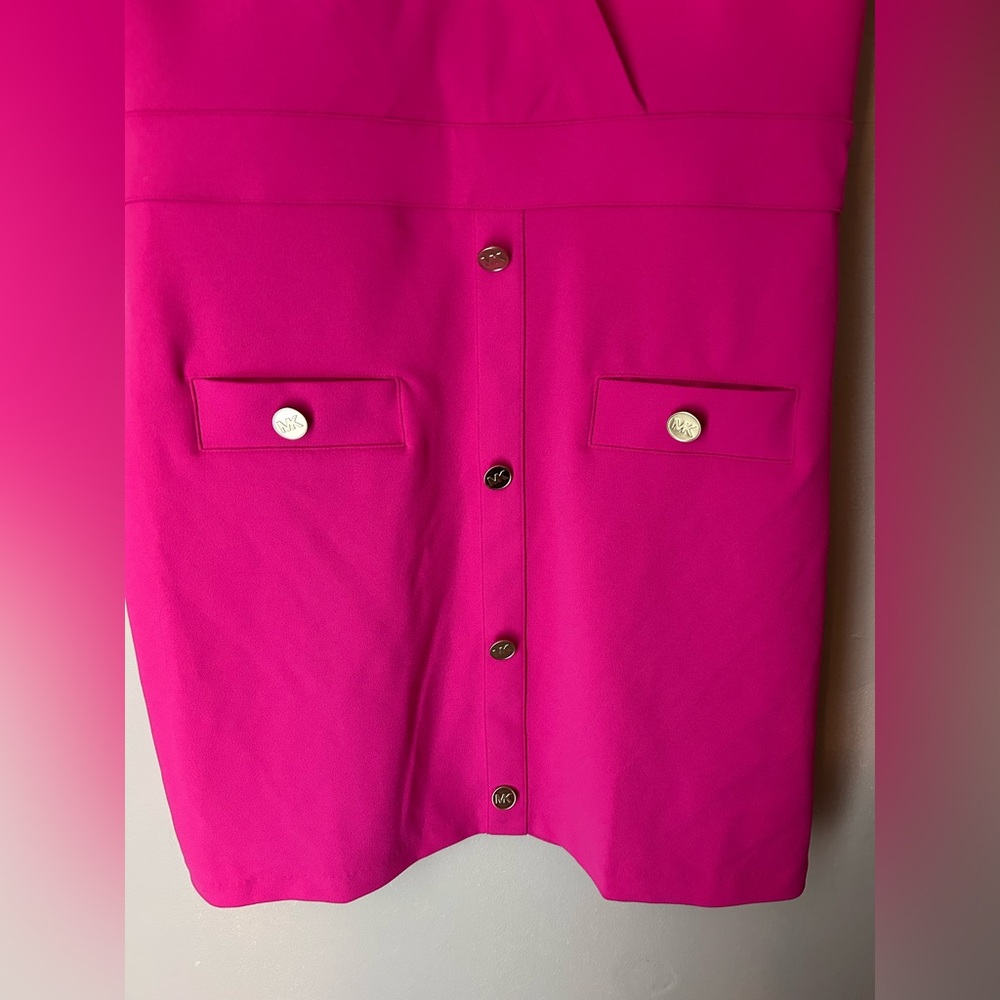 NWT MICHAEL Michael Kors Electric Pink V-Neck Blazer Dress Size M - Picture 5 of 7